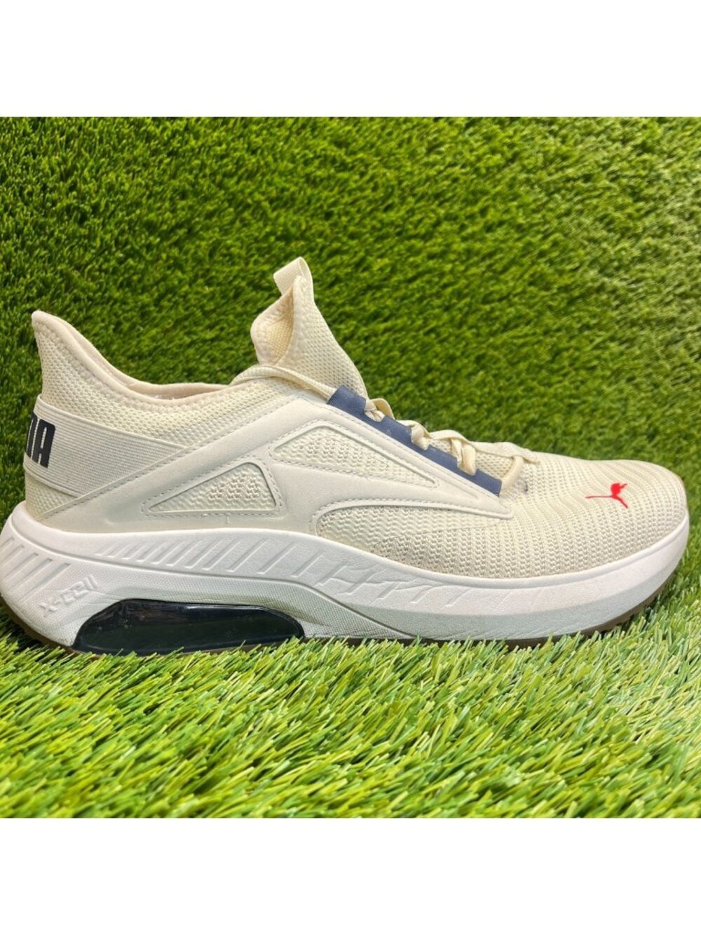 Puma X-Cell Ayro Mens Size 13 Off White Blue Athletic‎ Running Shoes Sneakers